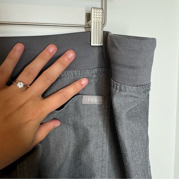 Figs Livingston Basic Scrub Pants Grey Teal Straight Leg Size XL - Picture 7 of 8